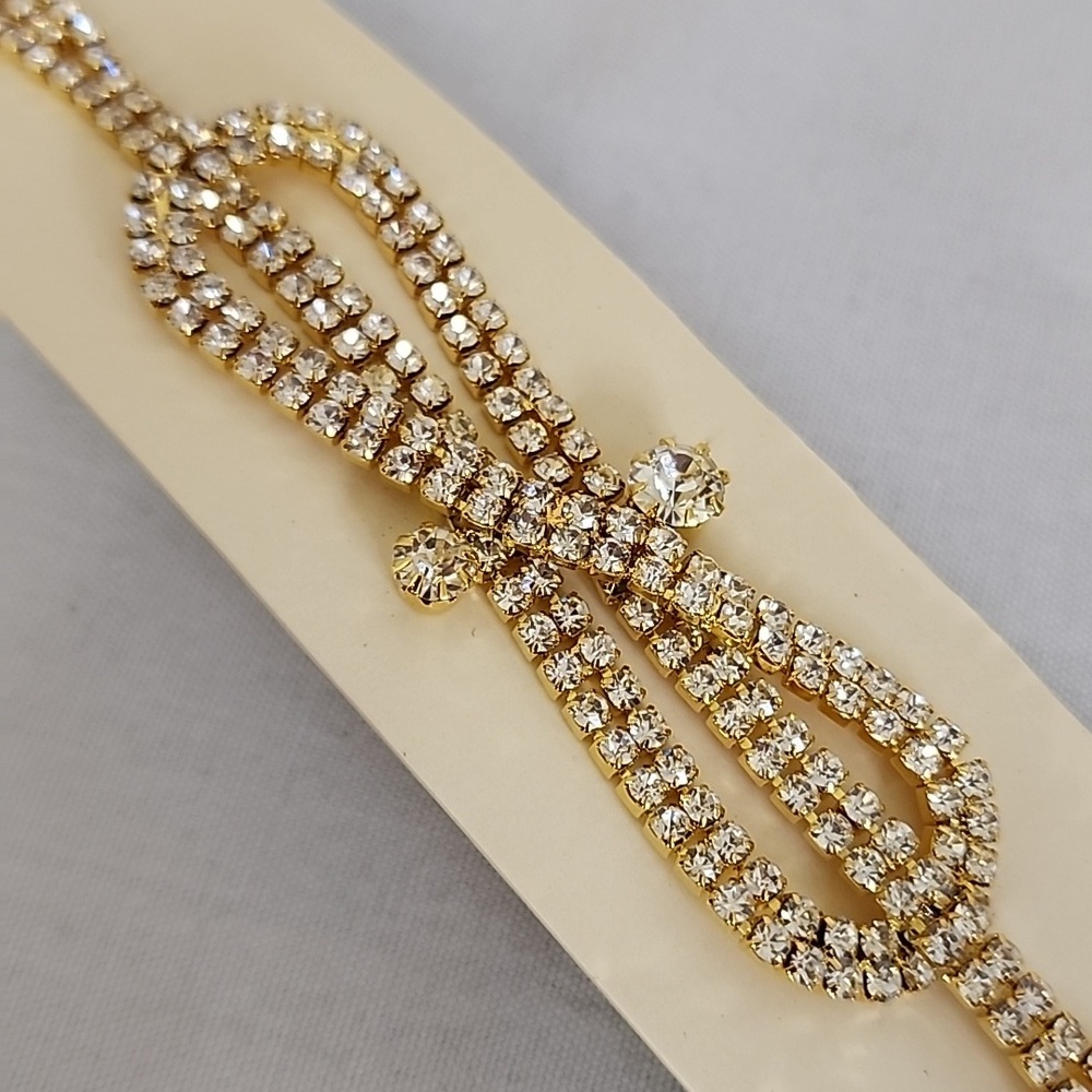 Gold Infinity Design Rhinestone Elastic Glam Headband NIP - Picture 5 of 6